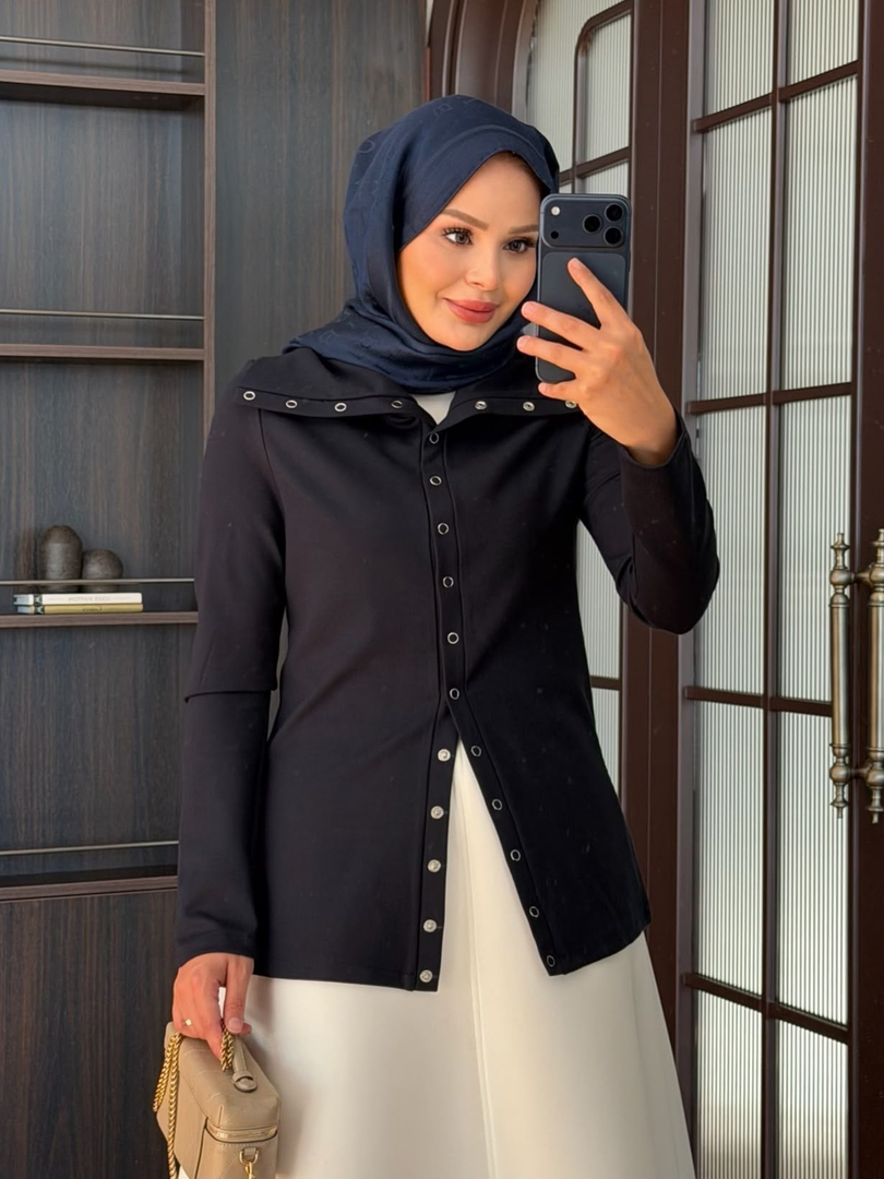 Çıtçıtlı Hırka Lacivert
