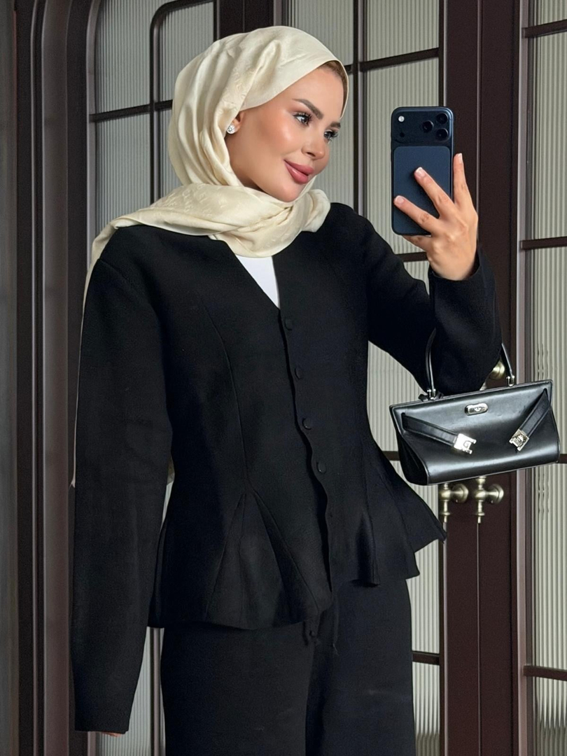 Fit Kalıp Triko Takım Siyah