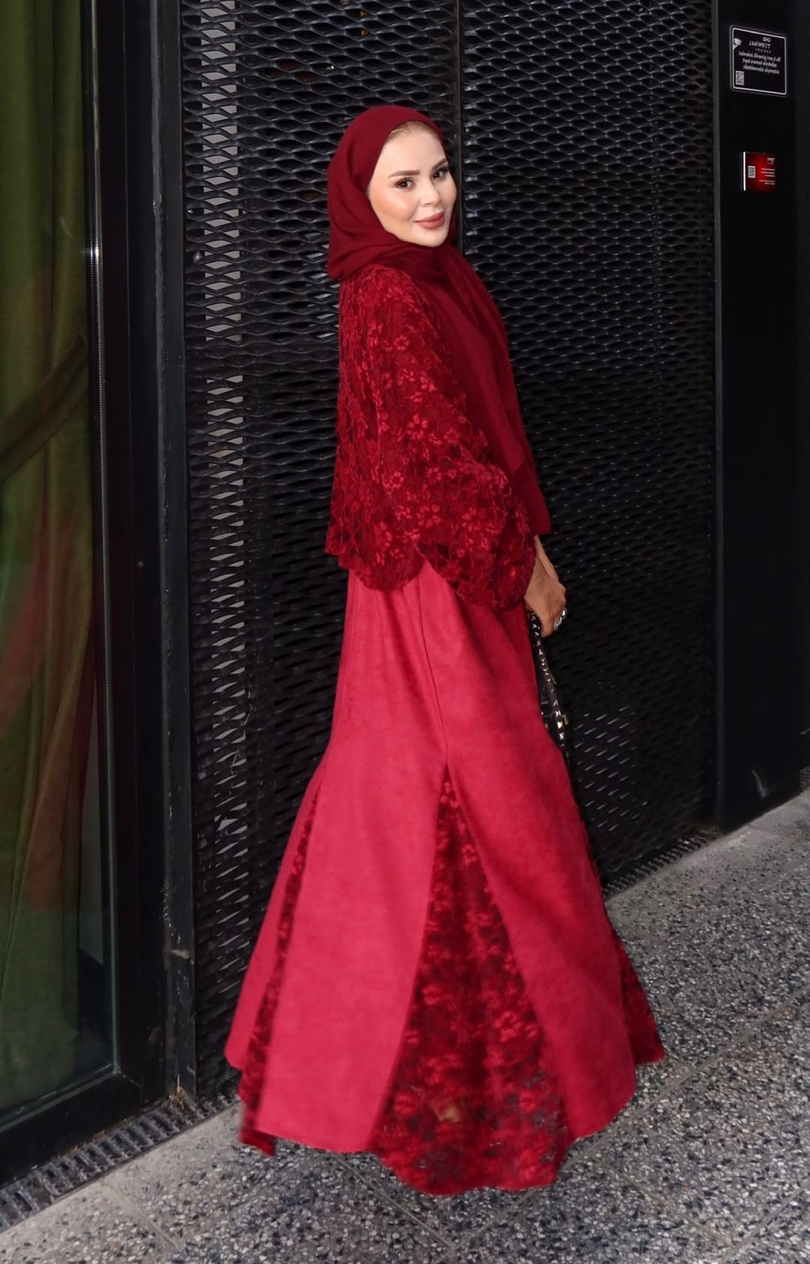 Kadife Etekli Takım Bordo