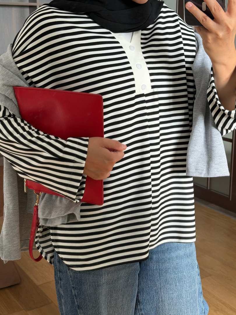 Çizgili Body Siyah