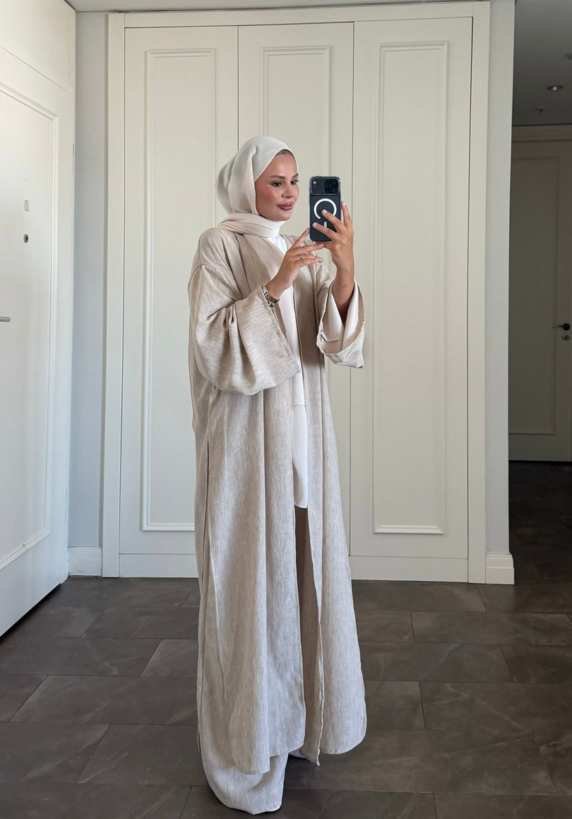 Keten Kimono Takım Bej
