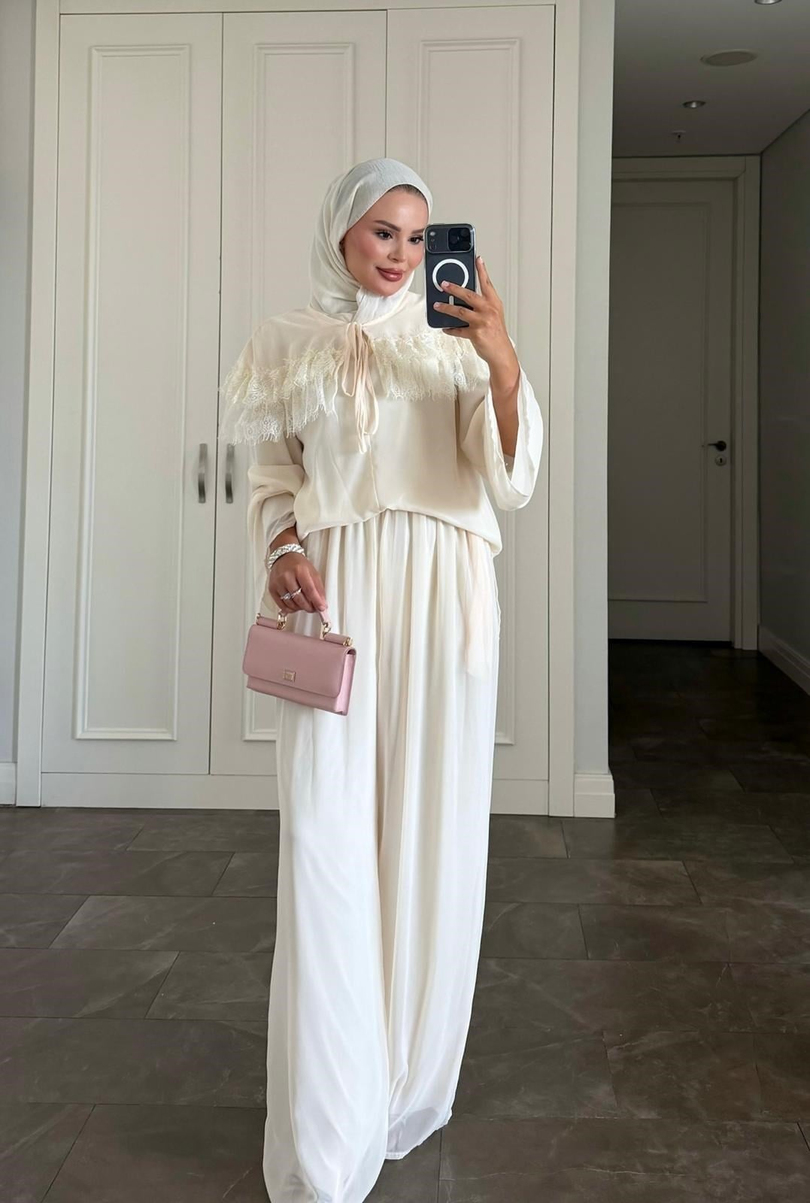 İvana Pantolonlu Takım Krem