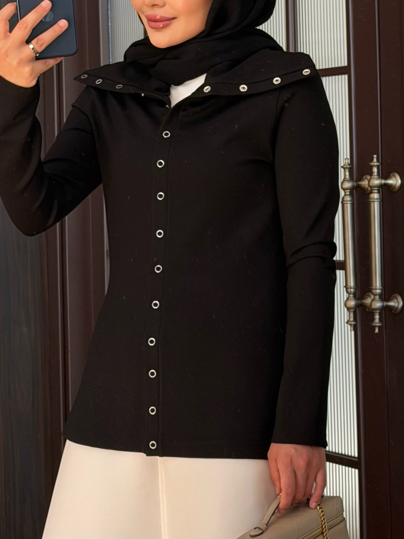 Çıtçıtlı Hırka Siyah