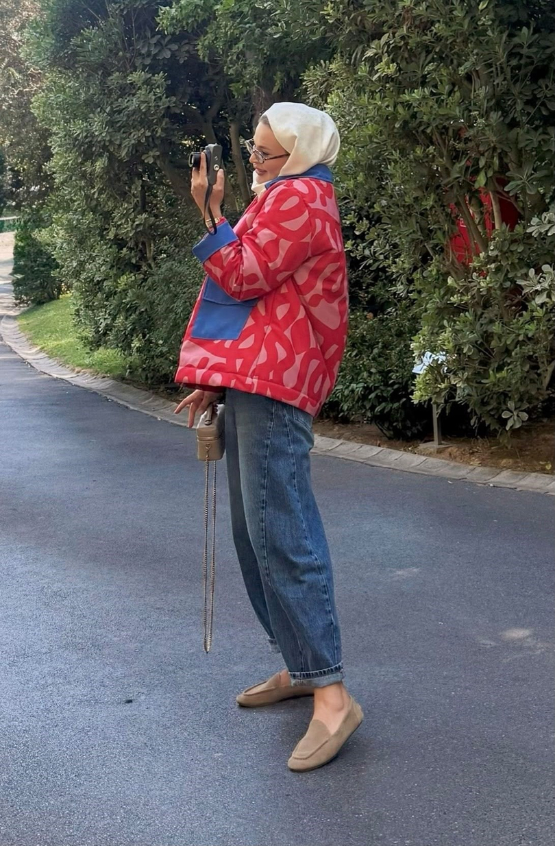 Modern Camo Ceket Kırmızı