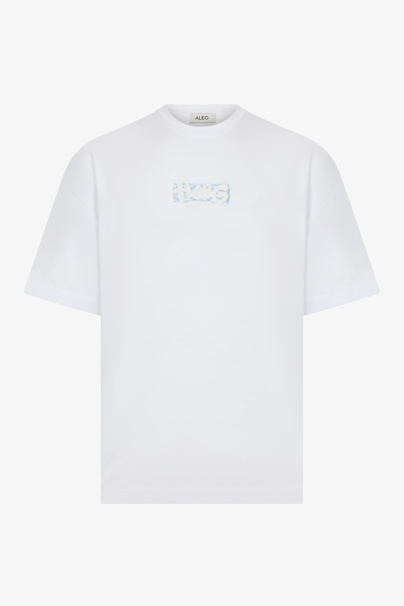 Tipografik Baskılı Ekru Oversize T-Shirt 02
