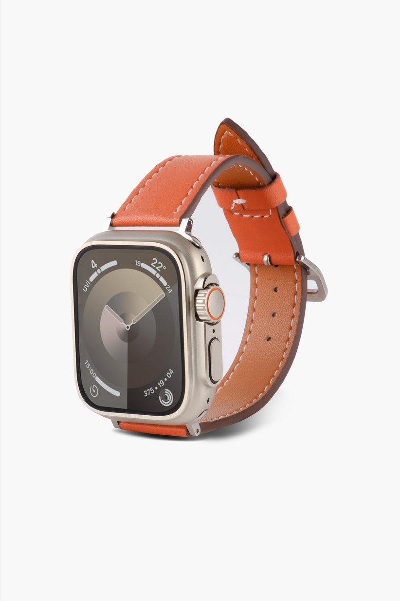 Apple %100 Hakiki Deri Saat Kordonu Turuncu watch ultra 9 8 7 6 SE 5  49mm 45 mm 44 mm 42 mm