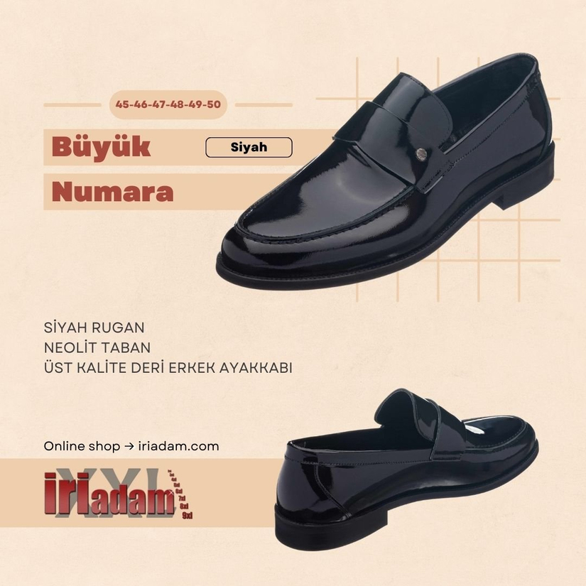 Büyük Numara Erkek Rugan Ayakkabı