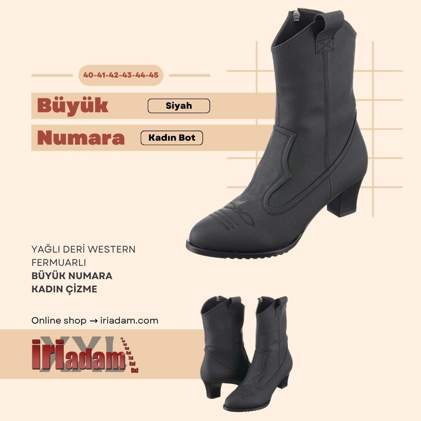 Büyük Numara Hakiki Yağlı Deri Kadın Çizme