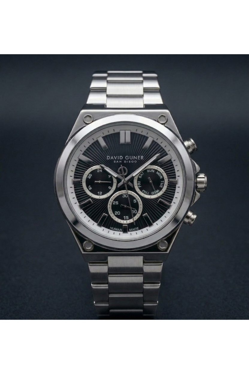 45mm Büyük Kasa Erkek Saat Çelik Kordon Siyah Multifonksiyon Model