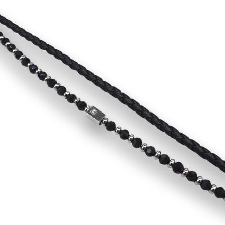 Dual Black – Çelik & Doğal Taş Detaylı Erkek Bileklik