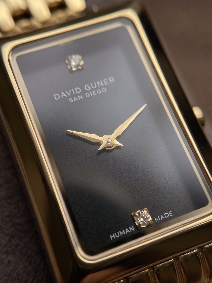David Guner San Diego 16x29 mm Kadın Kol Saati Altın Kordon Siyah Kadran Taş Detaylı