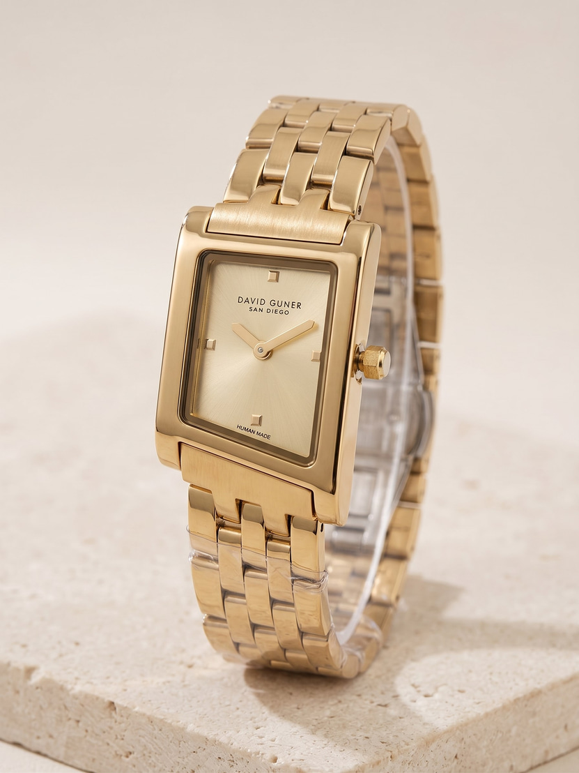 David Guner San Diego 22x34 mm Kadın Kol Saati Gold Kadran Asimetrik Dikdörtgen Kasa