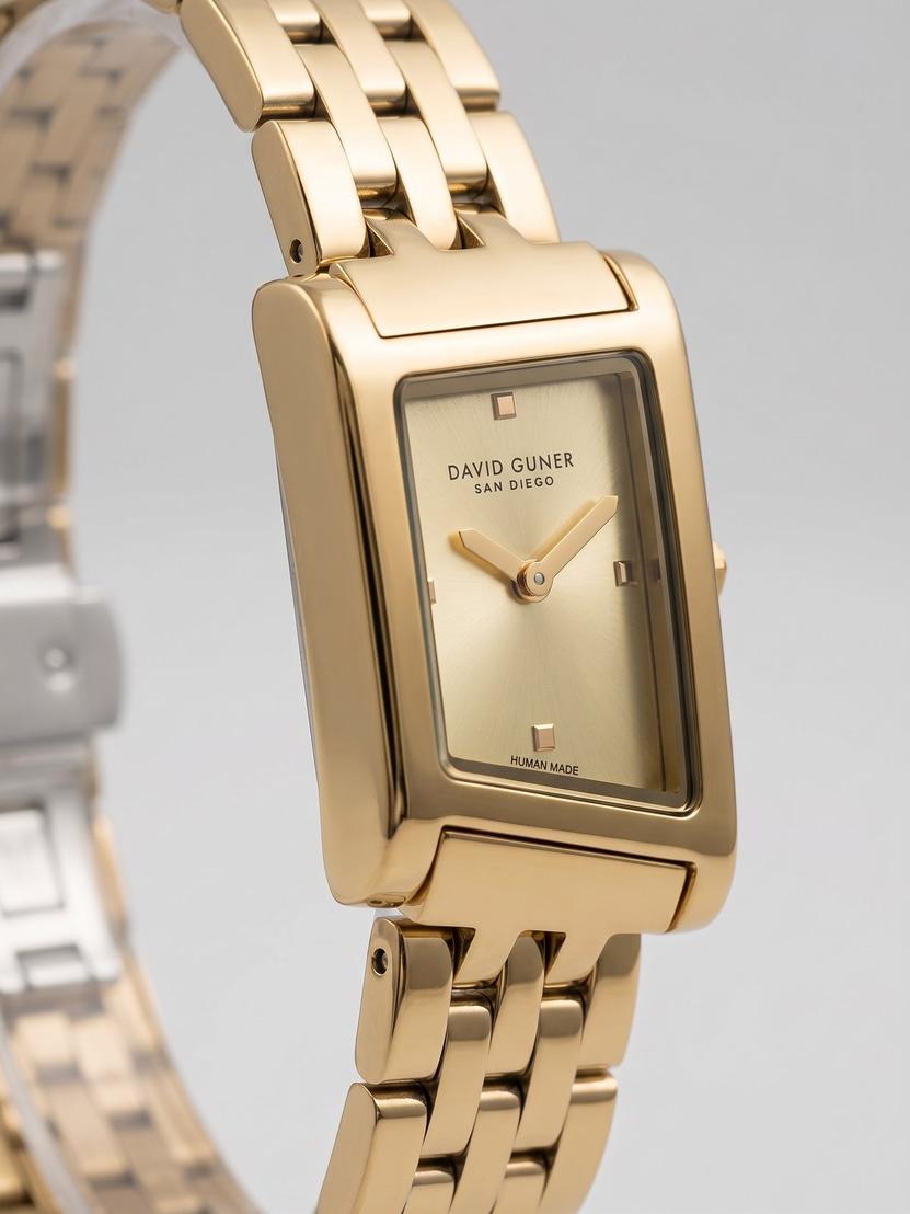 David Guner San Diego 22x34 mm Kadın Kol Saati Gold Kadran Asimetrik Dikdörtgen Kasa