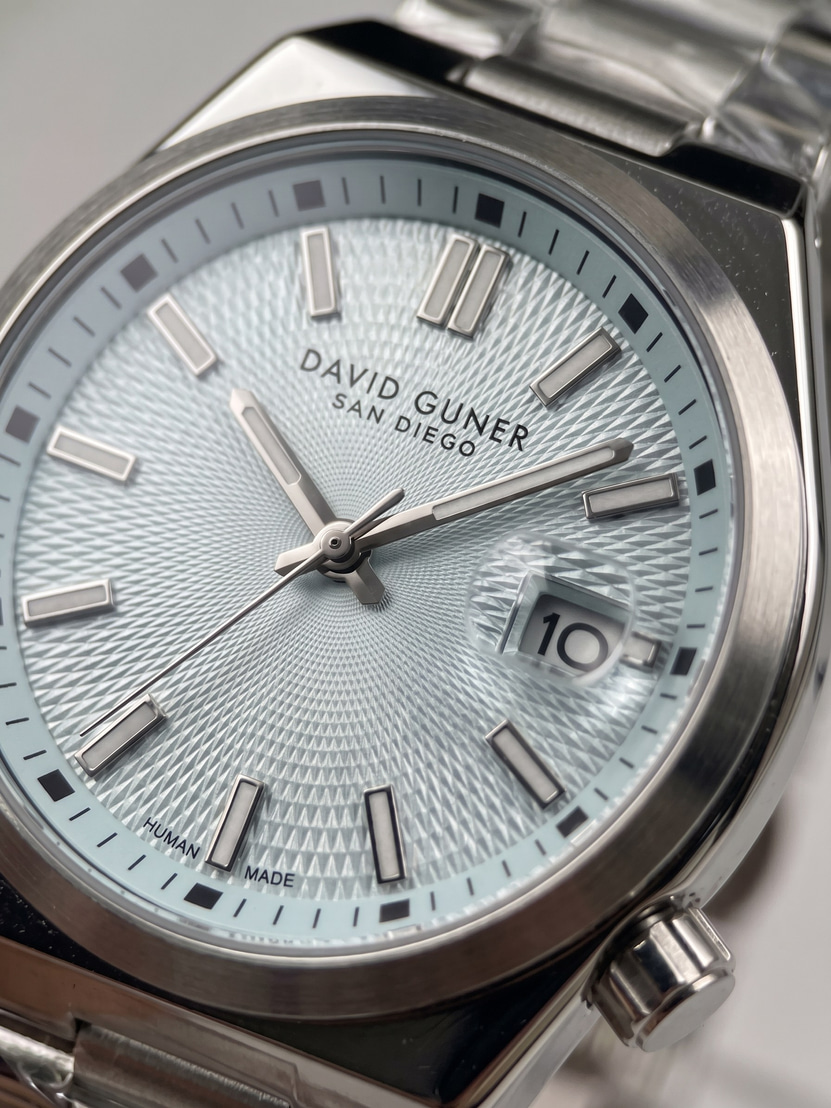 David Guner San Diego 40 mm Buz Mavisi Kadran Çelik Erkek Saati Özel Konumlu Kurma Kollu