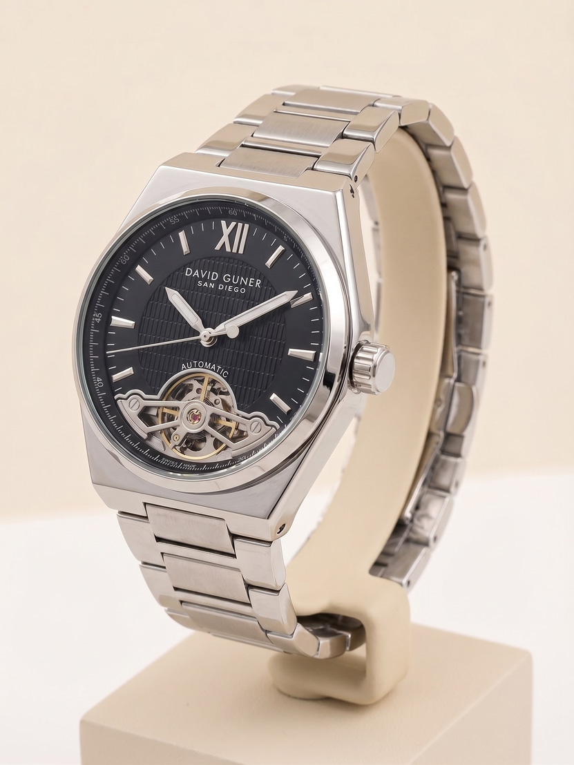David Guner San Diego 42 mm Otomatik Siyah Kadran Çelik Erkek Kol Saati
