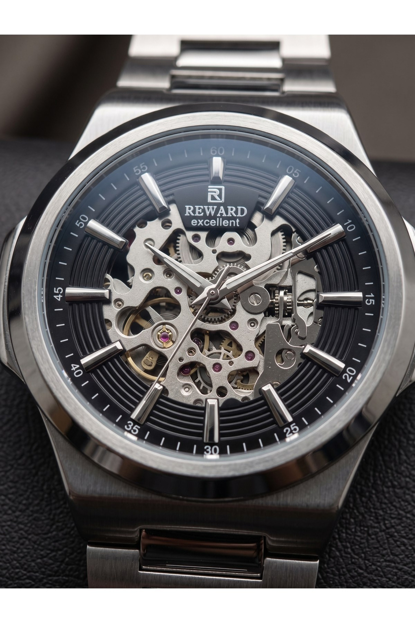 Excellent 45 mm Otomatik Erkek Kol Saati Siyah Kadran Çelik Kordonlu