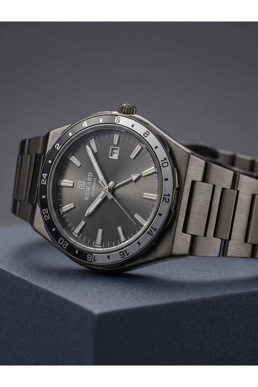 Excellent Erkek Kol Saati 42 mm İnce Kasa Füme Antrasit Çelik Saat