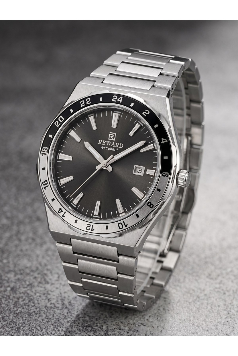 Excellent Erkek Kol Saati 42 mm İnce Kasa Gümüş Renkli Çelik Saat