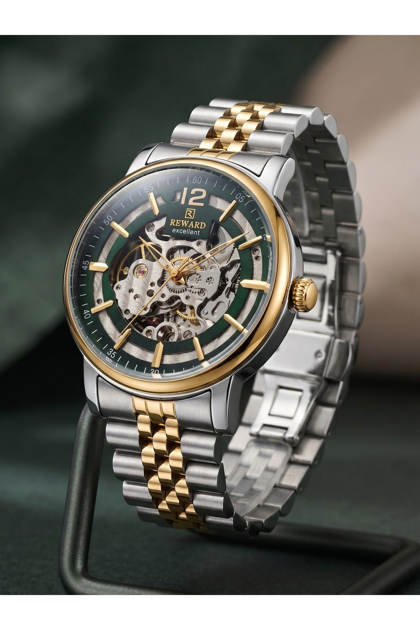 Excellent Erkek Kol Saati 43 mm Otomatik Çift Renk Çelik 5 ATM