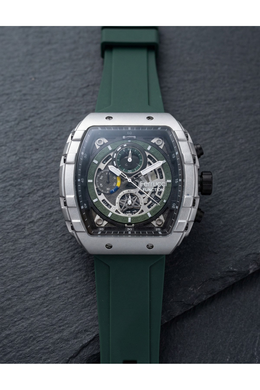 Function 45 mm Erkek Kol Saati Yeşil Silikon Kordon Büyük Kasa Spor Saat