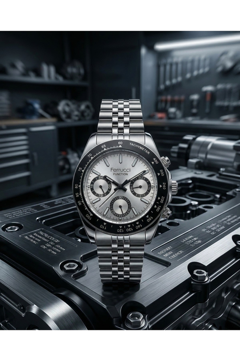 Function Erkek Kol Saati 40 mm Çelik Kordon Takvimli Multifonksiyon Quartz Saat