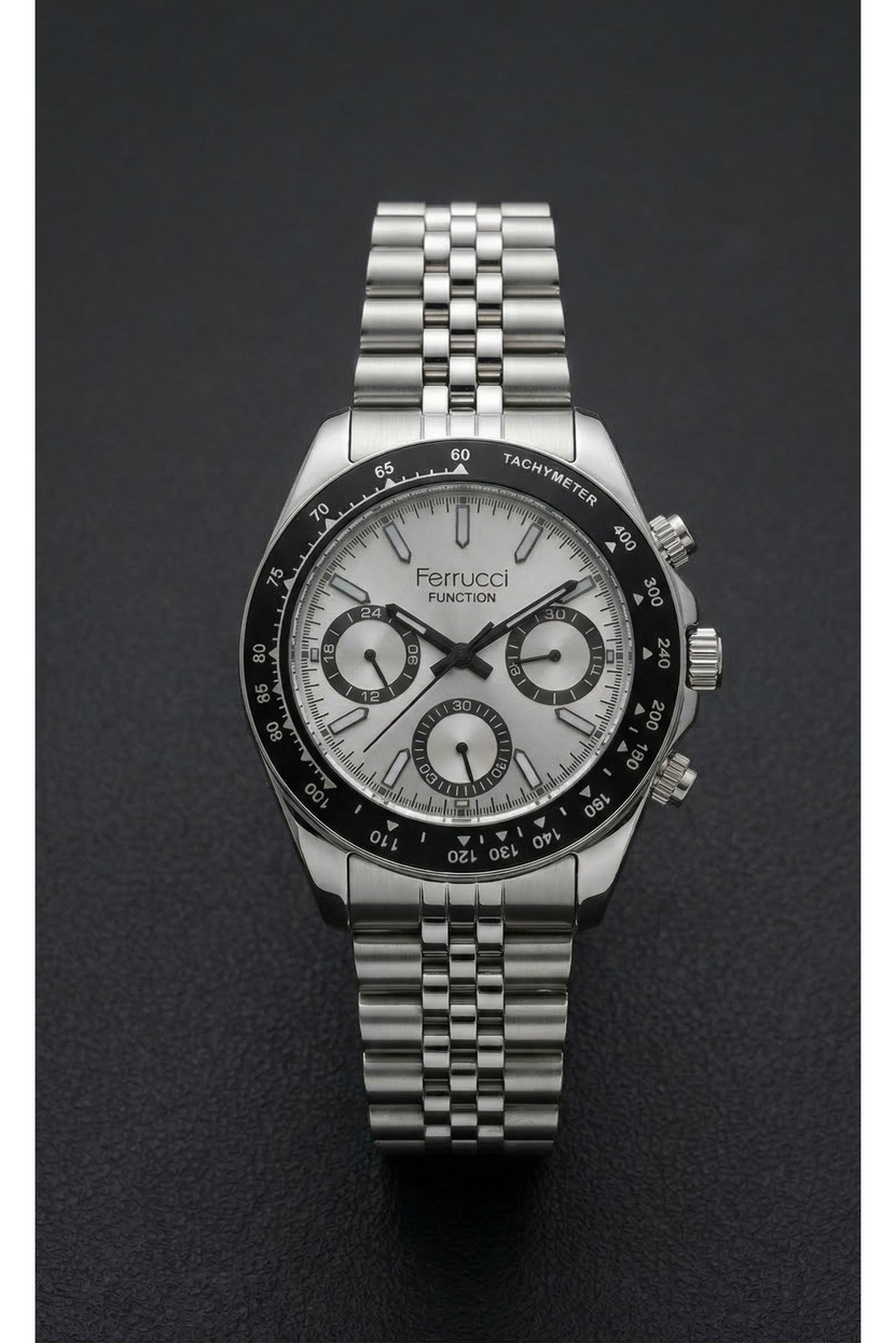 Function Erkek Kol Saati 40 mm Çelik Kordon Takvimli Multifonksiyon Quartz Saat
