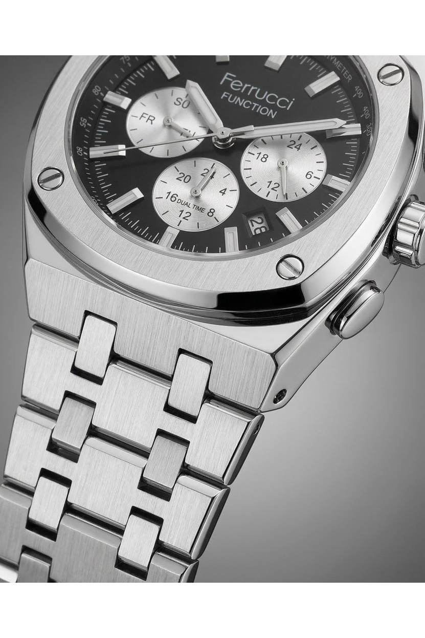 Function Erkek Kol Saati 43 mm Çelik Kordon Takvimli Multifonksiyon Quartz Saat