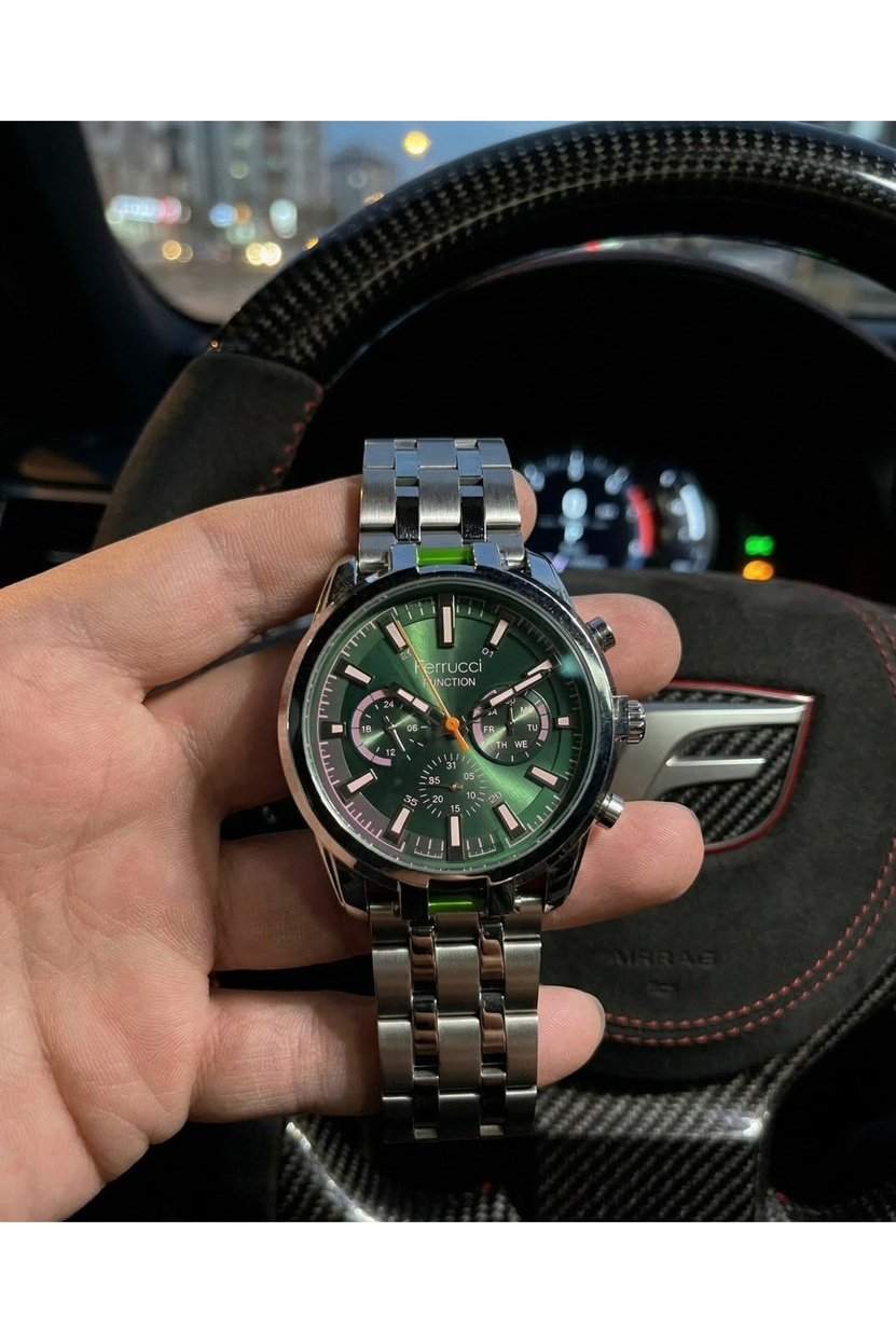 Function Erkek Kol Saati 44 mm Çok Fonksiyonlu Renkli Cam Çelik Kordon Quartz