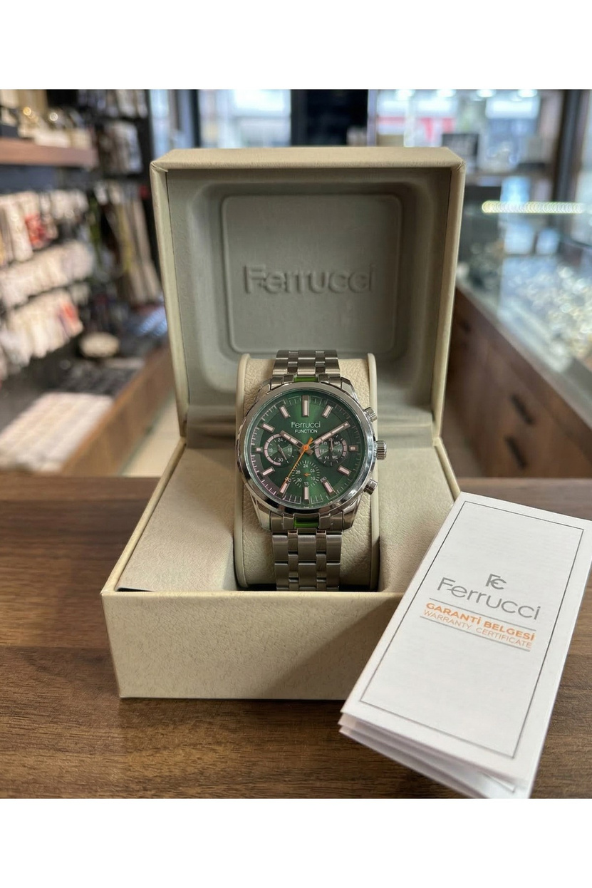 Function Erkek Kol Saati 44 mm Çok Fonksiyonlu Renkli Cam Çelik Kordon Quartz