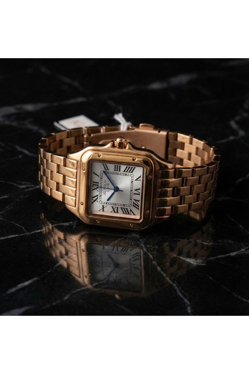 J.G. Polo Club Kadın Kol Saati Kare Kasa Roma Rakamlı Gold Renk Çelik Kordon Quartz 26 mm