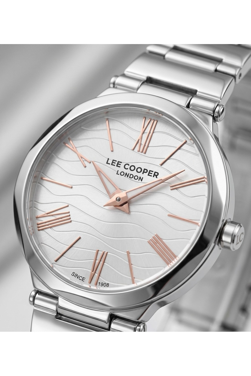 London Kadın Saati 28mm Küçük Kasa Desenli Kadran Rose Gold Detay Gümüş Çelik