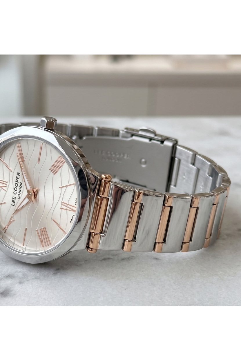 London Kadın Saati 28mm Küçük Kasa Desenli Kadran Rose Gold Detaylı İki Renk