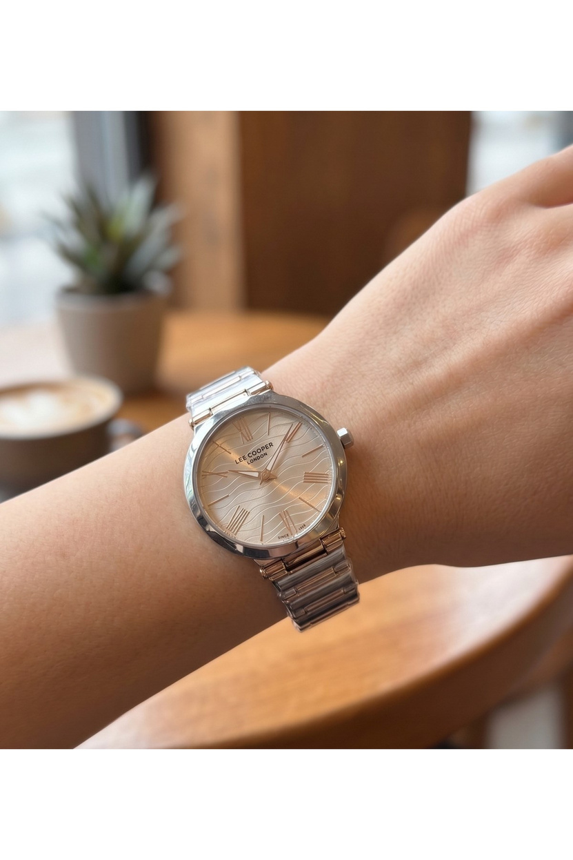 London Kadın Saati 28mm Küçük Kasa Desenli Kadran Rose Gold Detaylı İki Renk