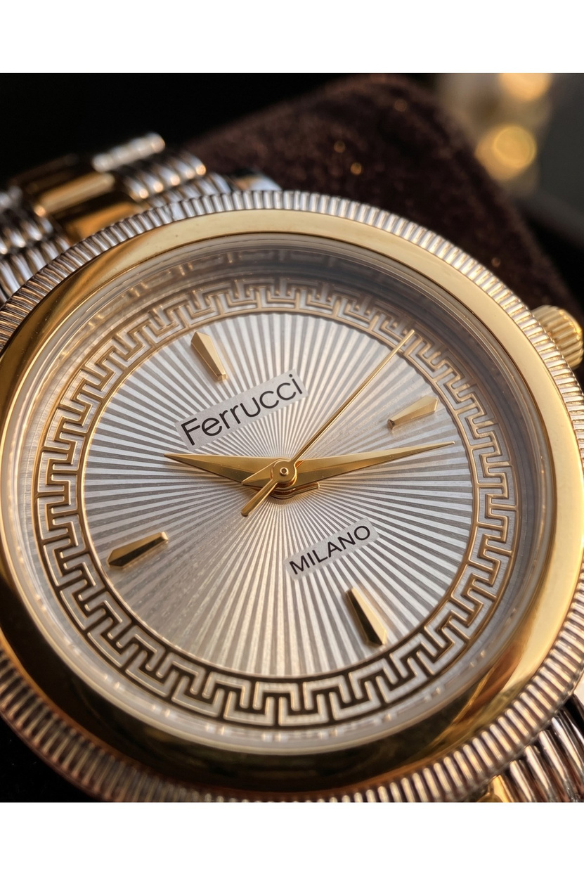 Milano 31 mm Kadın Kol Saati Gold Detaylı Gümüş Kasa Çift Renk Çelik Kordon Zarif Klasik Quartz Saat