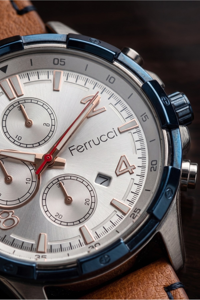 Milano 44mm Kahverengi Deri Kordon Erkek Kol Saati 3 ATM Takvimli Sportif Model