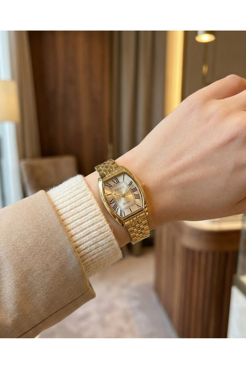 Milano Kadın Kol Saati Gold Çelik Oval Kasa Quartz 26-30 mm