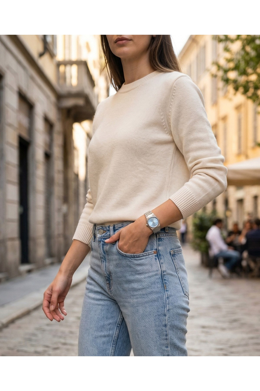 Ferrucci Milano 26 mm Kadın Kol Saati Gümüş Çelik Kordon Buz Mavi Kadran