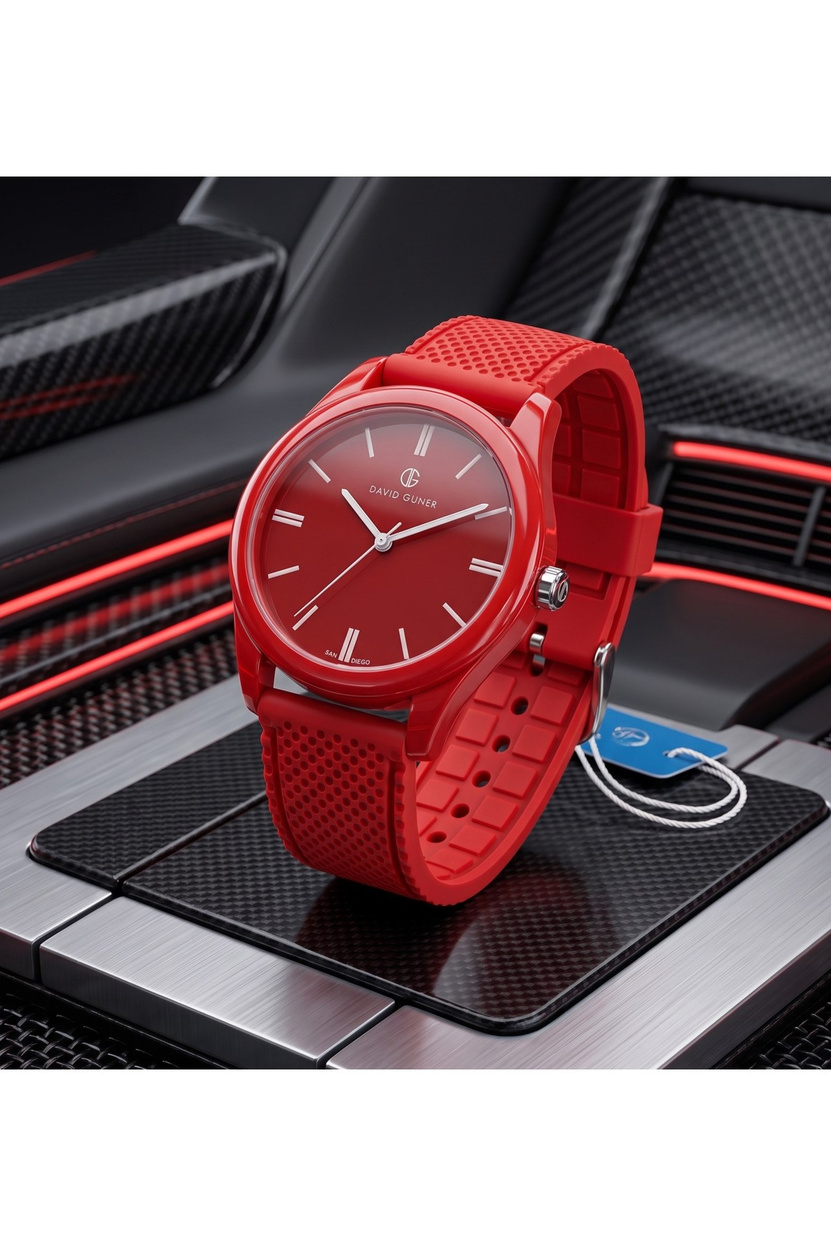 San Diego 39mm Unisex Kırmızı Silikon Kordon Spor Saat – Neon Kırmızı Casual Tasarım Günlük Kol Saati