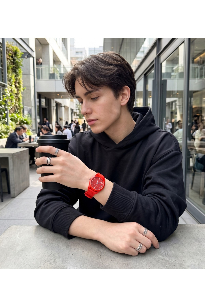 San Diego 39mm Unisex Kırmızı Silikon Kordon Spor Saat – Neon Kırmızı Casual Tasarım Günlük Kol Saati
