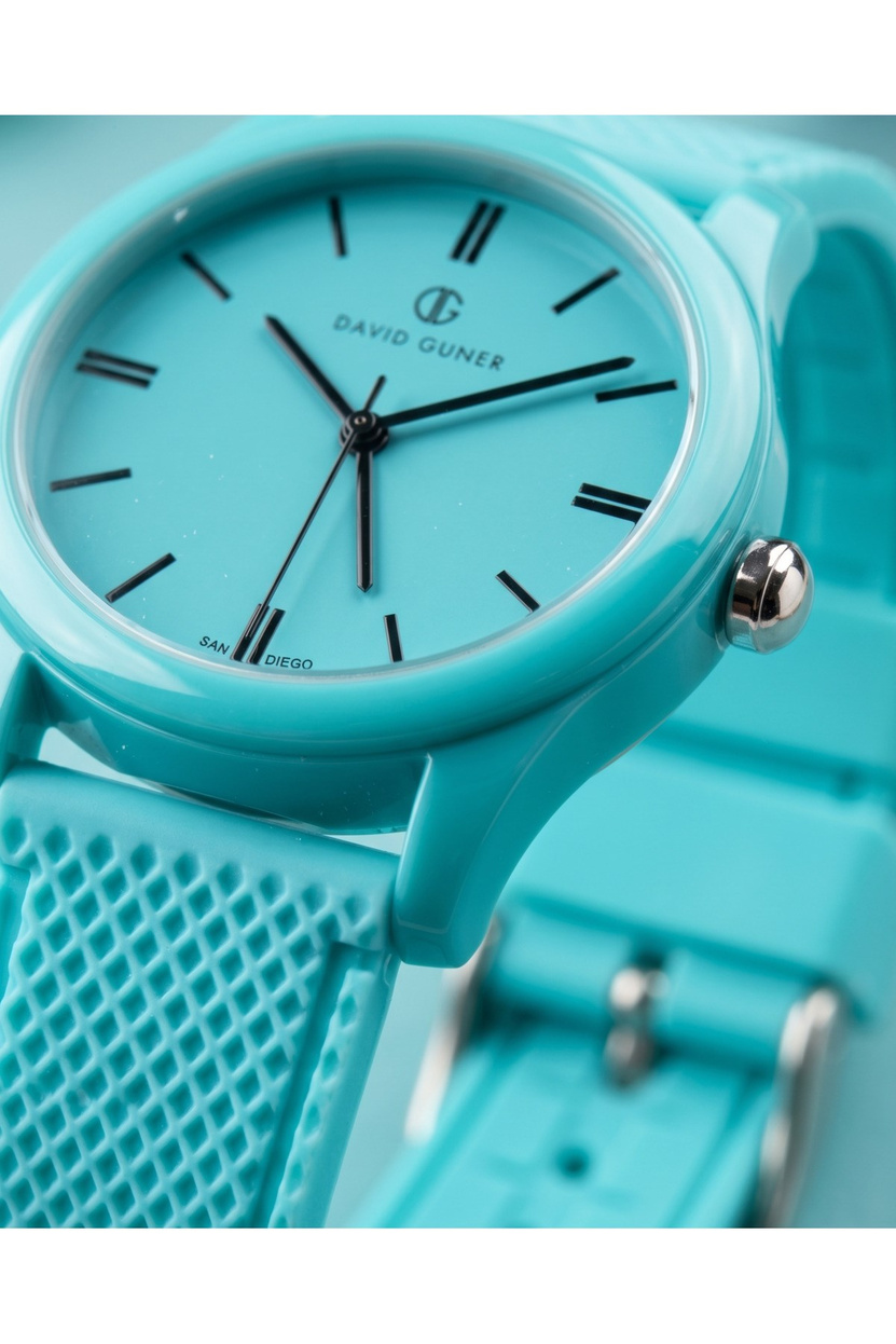 San Diego 39mm Unisex Turkuaz Silikon Kordon Saat – Teenage Stil Spor Casual Aqua Mavi Kol Saati