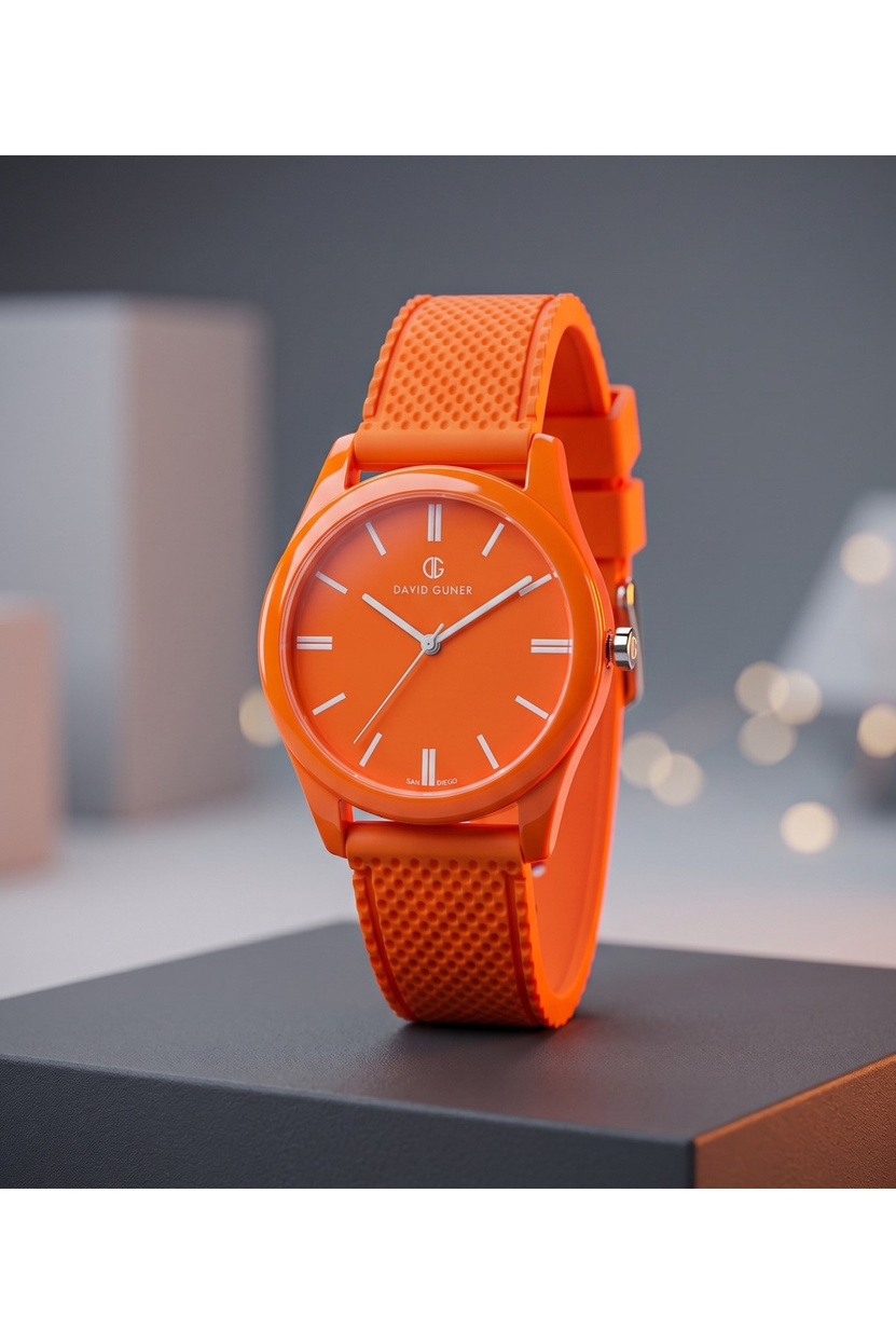 San Diego 39mm Unisex Turuncu Silikon Kordon Spor Saat – Neon Turuncu Genç Stil Casual Kol Saati
