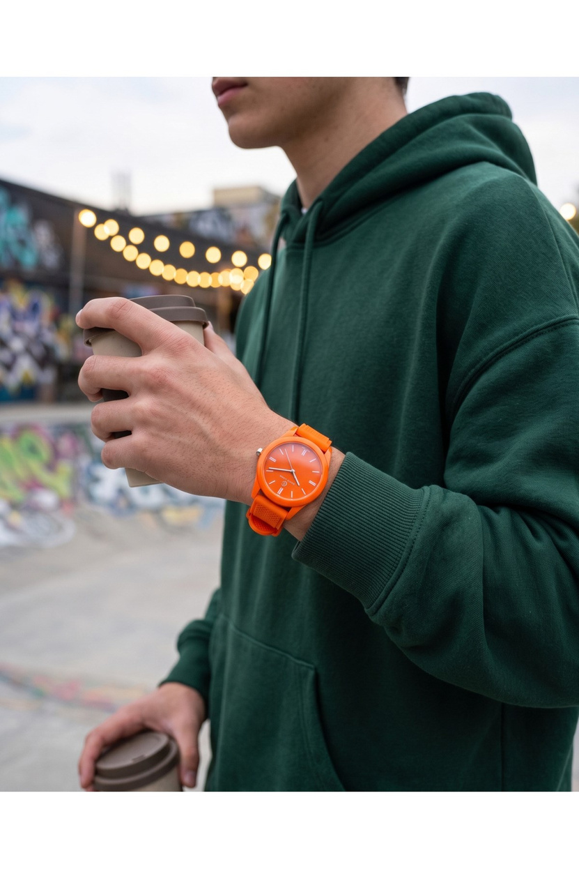 San Diego 39mm Unisex Turuncu Silikon Kordon Spor Saat – Neon Turuncu Genç Stil Casual Kol Saati
