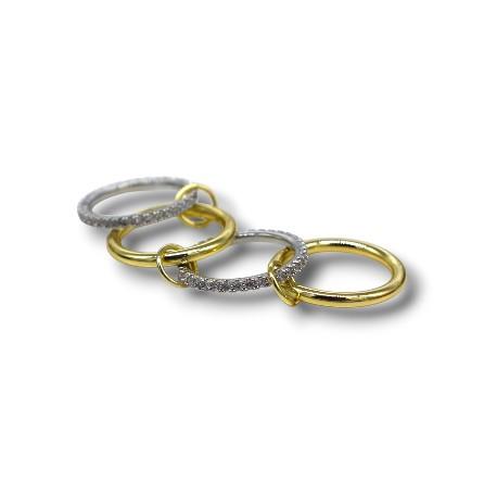 Cadenza – VIP Koleksiyon 14K Altın Rengi ve Gümüş Renkli Çok Halkalı Yüzük (7 Size)