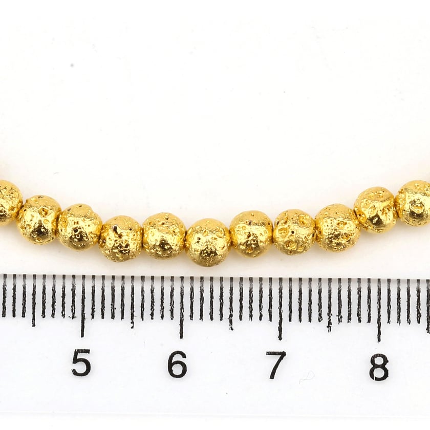 4 mm Hematit Kaplamalı Lav Taşı Boncuk