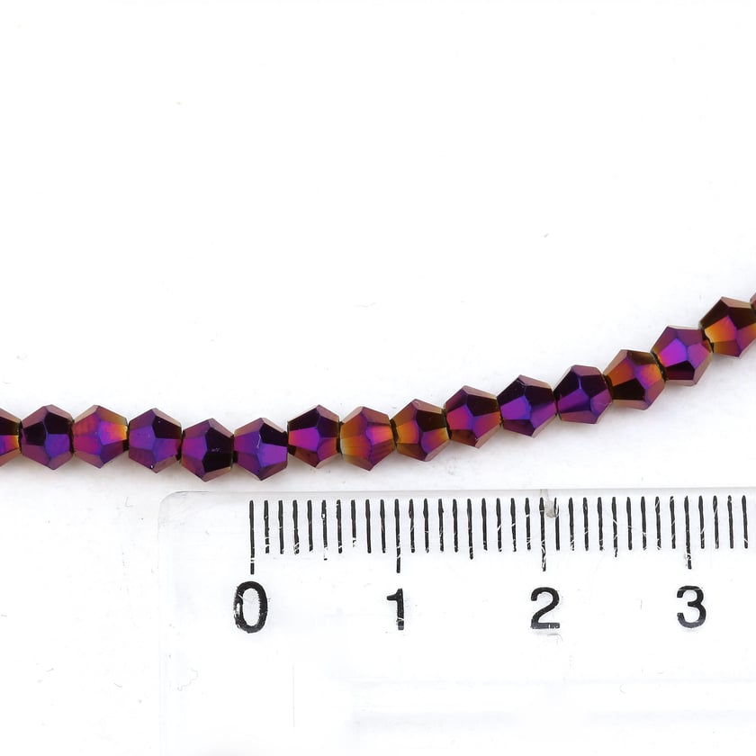 4 mm Kaplama Mor Piramit Cam Boncuk