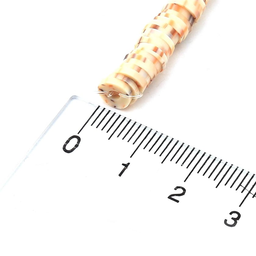 6 mm Bej Benekli Fimo Boncuk