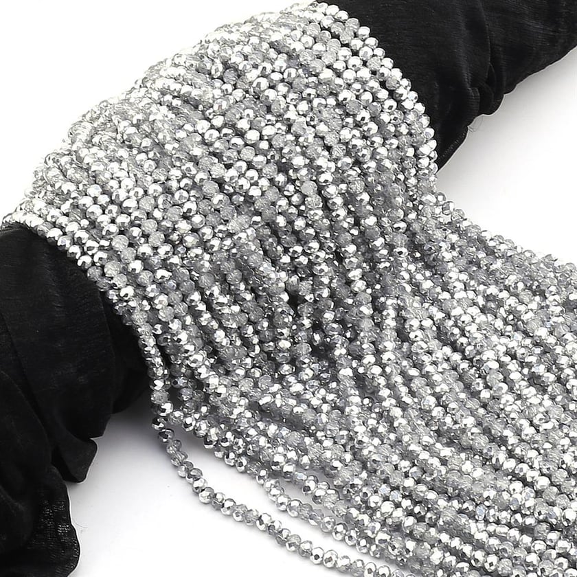 6 mm Parlak Gümüş Kristal Cam Boncuk