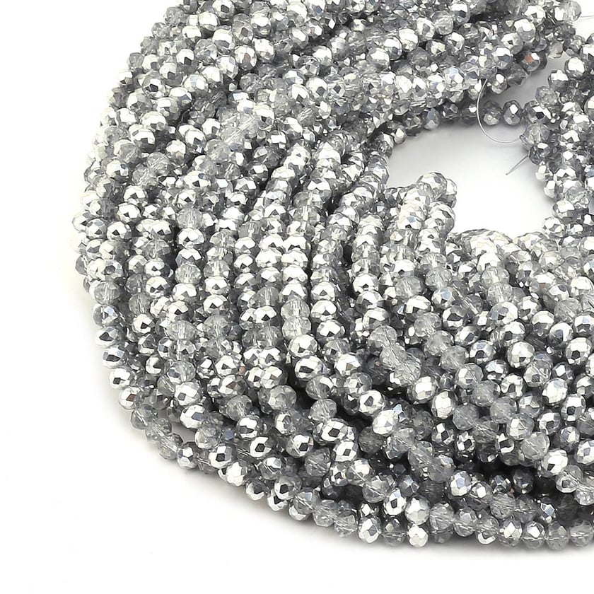 6 mm Parlak Gümüş Kristal Cam Boncuk
