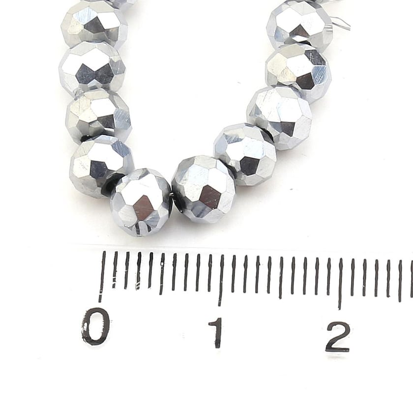 6 mm Parlak Gümüş Kristal Cam Boncuk
