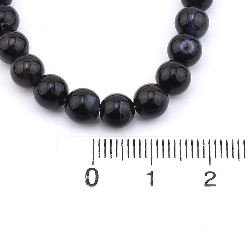 6 mm Parlak Siyah Akik Taşı Dizi Boncuk